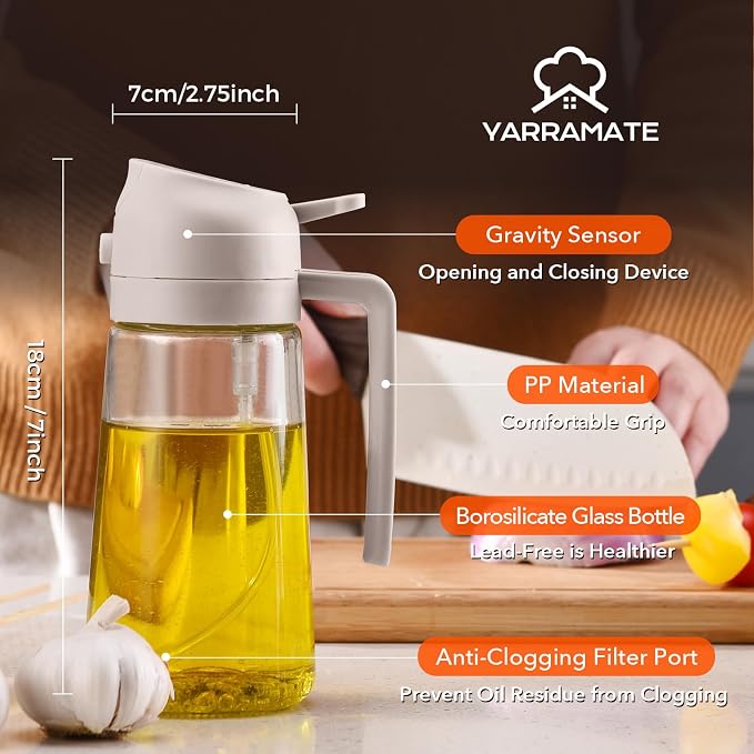 YARRAMATE 16oz/470ml Glass Olive Oil Sprayer - Image 8