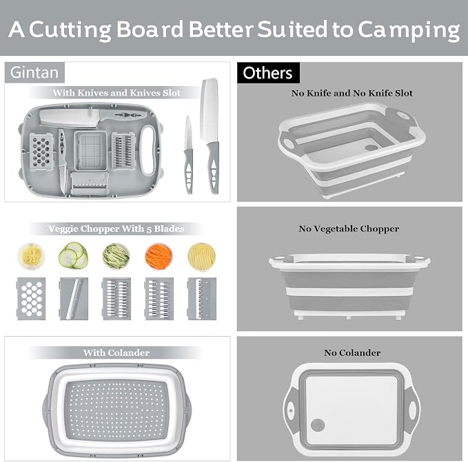 Gintan Camping Cutting Board, 9-in-1 Collapsible Chopping Board - Image 3