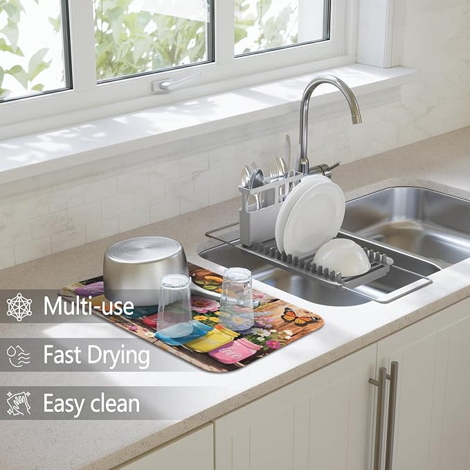 Dish Drying Mat for Kitchen Counter 2 Pack - Image 2