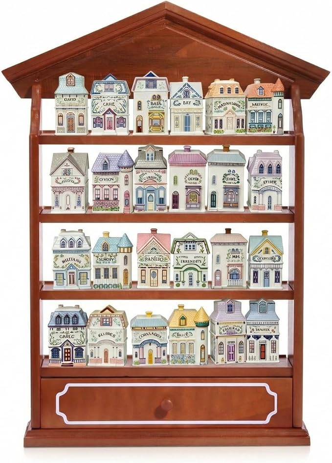 Chunful Vintage Spice Jar Wooden Rack - Image 2
