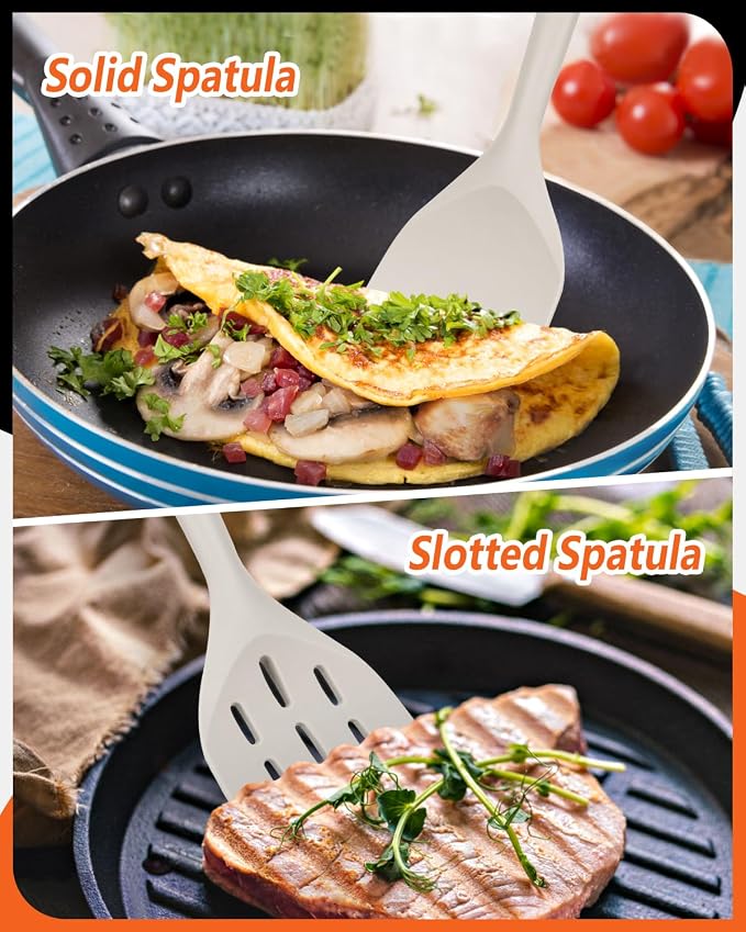 Pack of 2 Silicone Spatula, Non Stick Cooking Utensil Set Wooden Handle Kitchen - Image 5