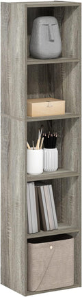 Furinno PASIR Book Shelf, 5-Tier Tall Narrow Bookshelf, Open Shelves Bookcase by Furinno-FitsYourSpaceFitsYourBudget