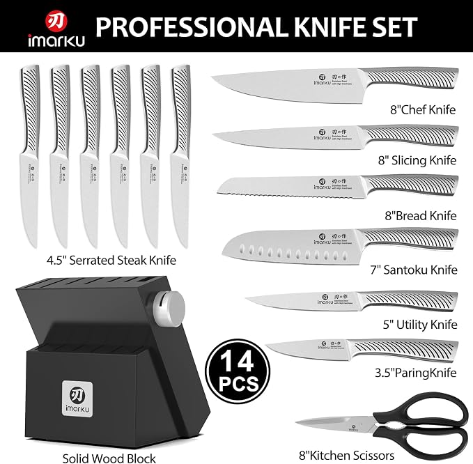 imarku 14-Piece Knife Block Set, Knife Set - Image 3