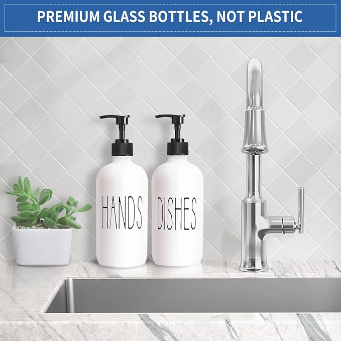 COHOSEGE 16 Oz Glass Soap Dispenser Set 2 Pack - Image 2