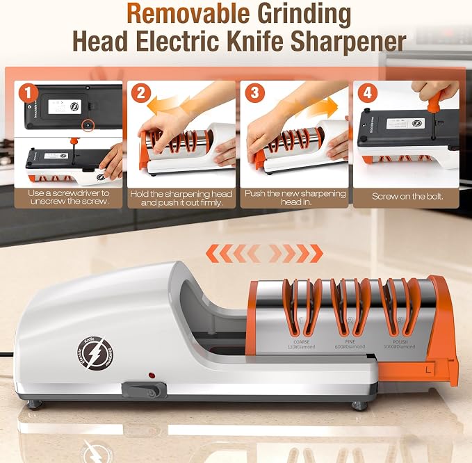 Replaceable Sharpener Electric Knife Sharpener, 3-Stage - Image 3