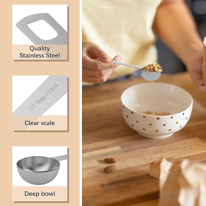 5PCS 1/2tbsp Single Measuring Spoon, Stainless Steel Individual Teaspoons Only - Image 3