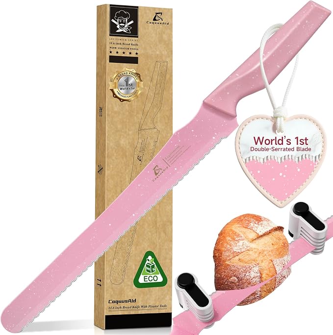 CoquusAid Upgrade Bread Knife for Homemade Bread, World‘s 1st Double Serrated by CoquusAid