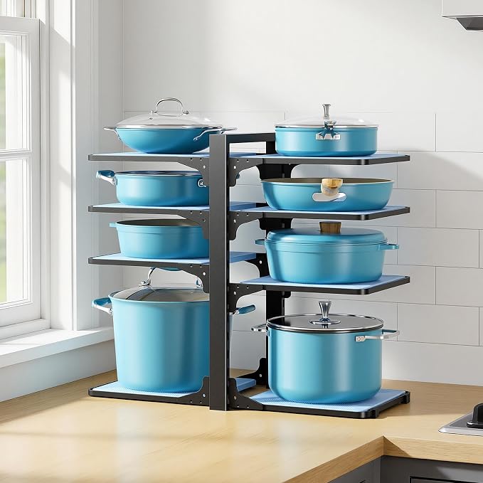 LAMU Pots and Pans Organizer under Cabinet, 8-Tier Heavy Duty Pan Organizers - Image 9