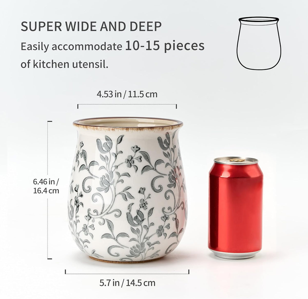Utensil Holder for Kitchen Counter, Modern Farmhouse Cooking Utensil