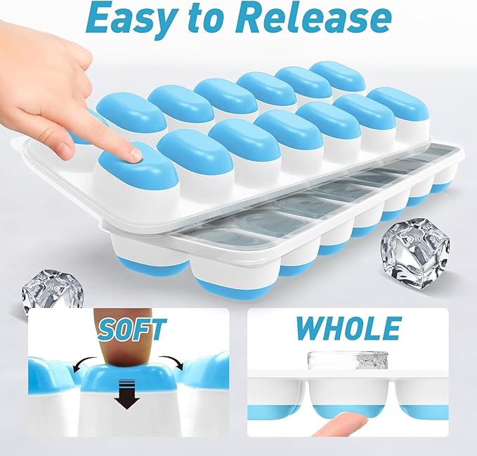 ChefAide Ice Cube Tray with Lid, 4 Packs 56 Cubes Durable Stackable Ice Cube - Image 6