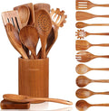Mooues 12 Piece Wooden Spoons for Cooking, Wooden Utensils for Cooking by Mooues