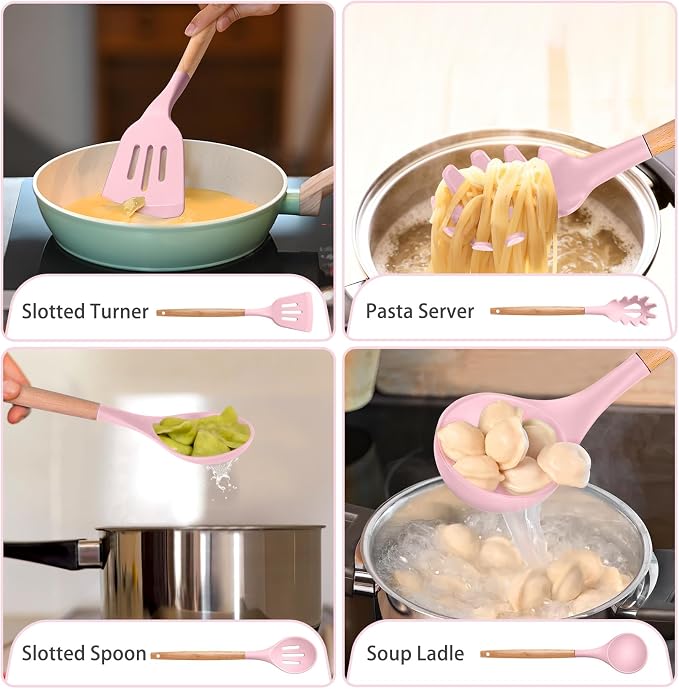 P&P CHEF Silicone Cooking Utensils Set, 8-Piece Kitchen Cooking Utensil - Image 5