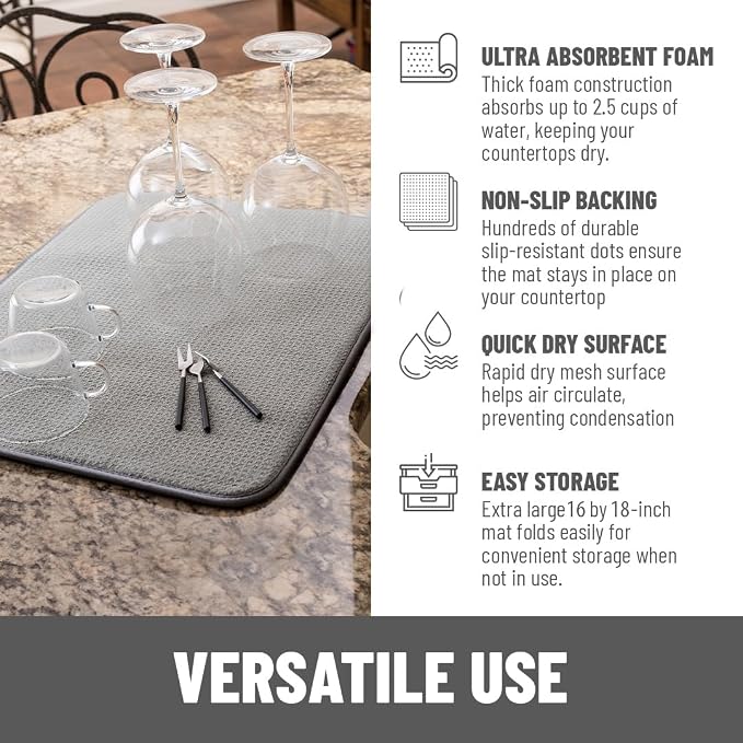 Bellemain XL Dish Mat Microfiber Dish Drying Mat, Super absorbent - Image 4