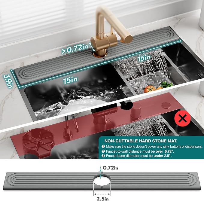 eormoe 30 inch Kitchen Faucet Absorbent Mat - Image 4