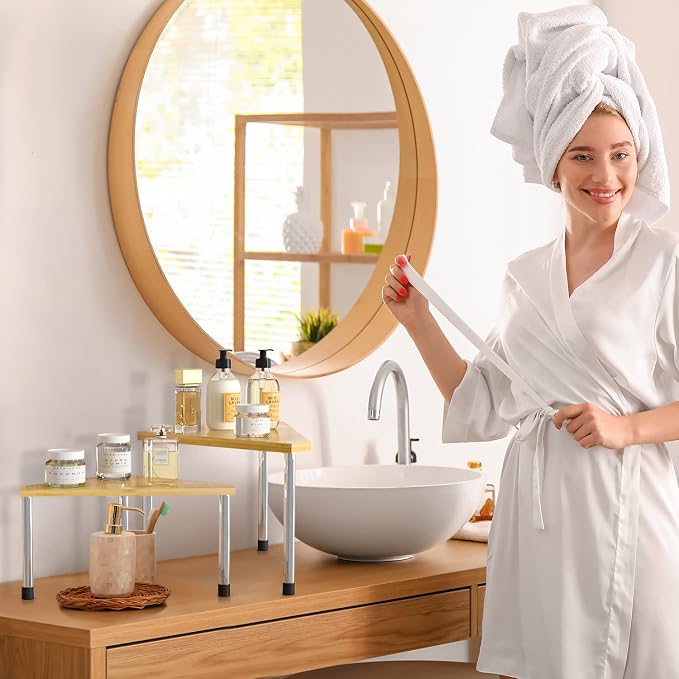 Weenson Bathroom Organizer Countertop Corner Shelf – 2 Tier Bathroom - Image 4