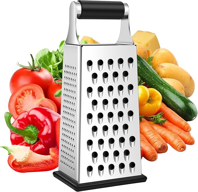 Supercenter Cheese Grater, Size 4-Sided Stainless Steel Box Grater, Food by Supercenter