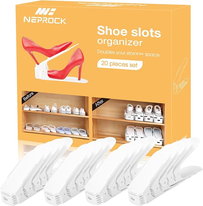 Neprock Shoe Slots Organizer, 20 Pack Adjustable Shoe Rack Stacker Storage by Neprock