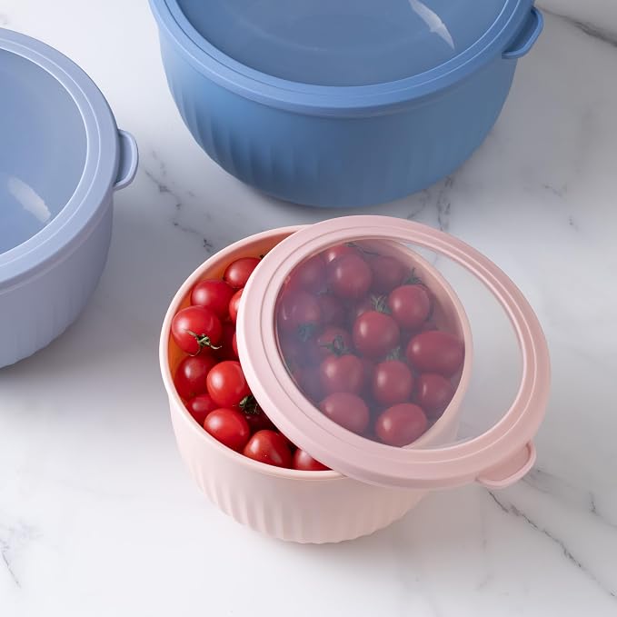 COOK WITH COLOR Prep Bowls with Lids- Wide and Deep Nesting Plastic Small - Image 4