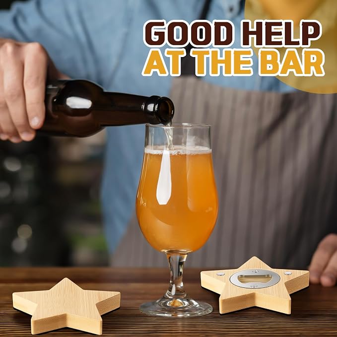 Vesici 24 Pcs Magnetic Bottle Opener 2.5in DIY Bamboo Star Shape Beer Openers - Image 5