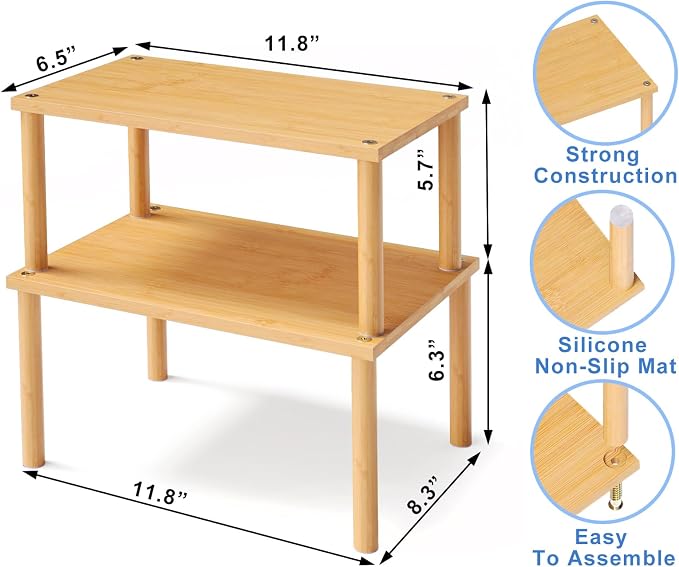 VERTORGAN Cabinet Organizer Shelf, Kitchen Counter Shelves, Bamboo Stackable - Image 4
