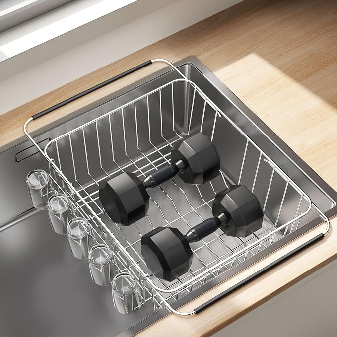 Small Dish Drying Rack in Sink, Extendable Stainless Steel Dish Drainers - Image 9