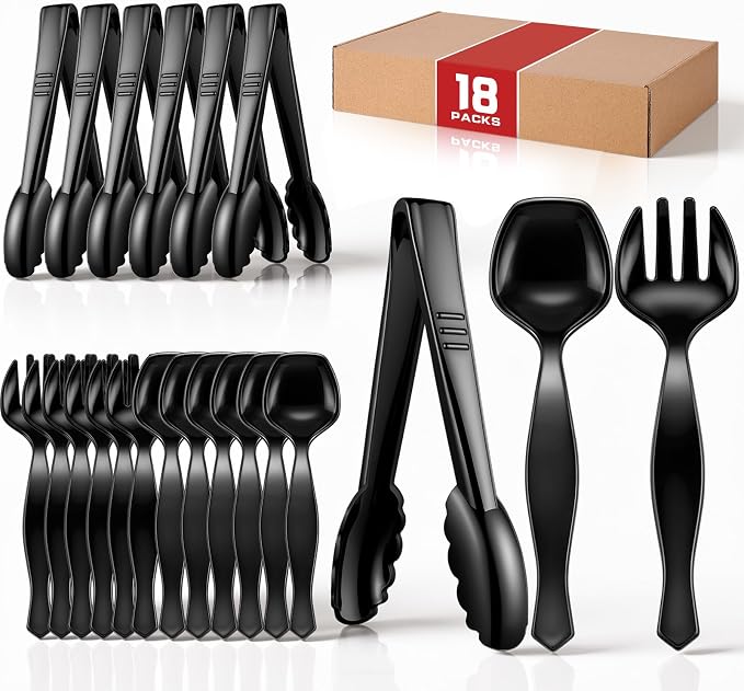 Mwellewm 18Pcs Serving Utensils, 8.5'' Plastic Serving Utensils Set, Disposable by Mwellewm