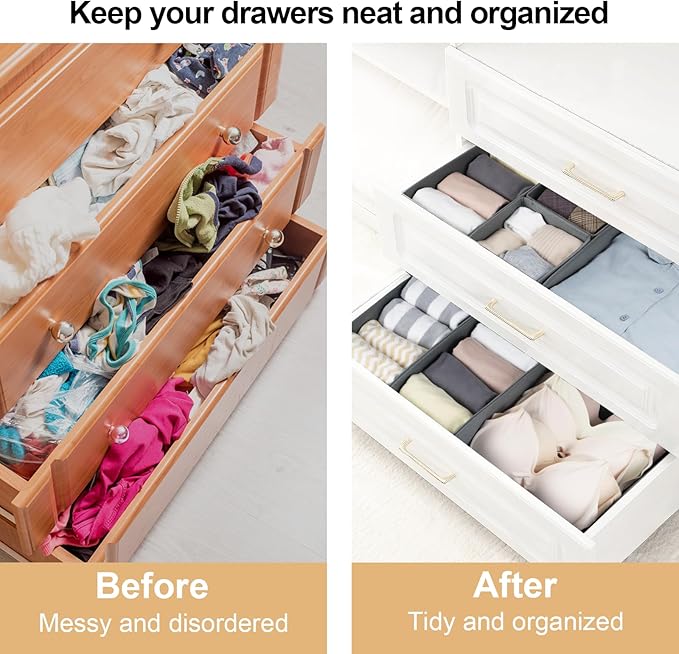 Fordonral 16 Pack Drawer Organizer Clothes, Foldable Fabric Dresser Organizer - Image 3