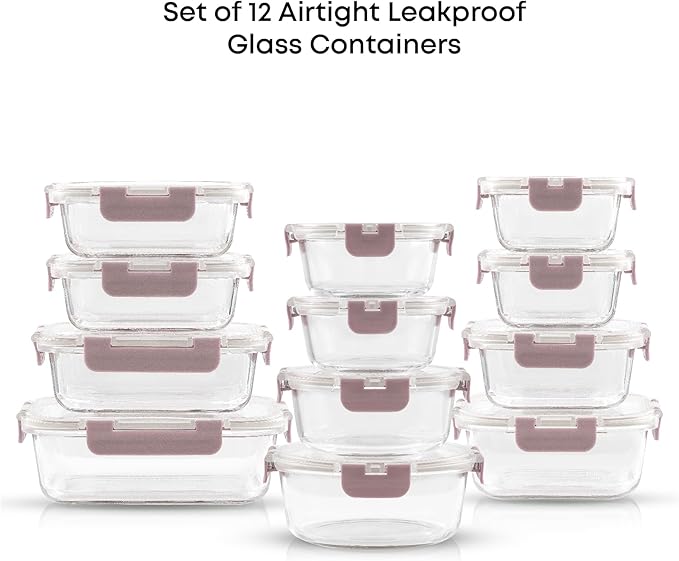 JoyJolt 24pc Borosilicate Glass Storage Containers - Image 3