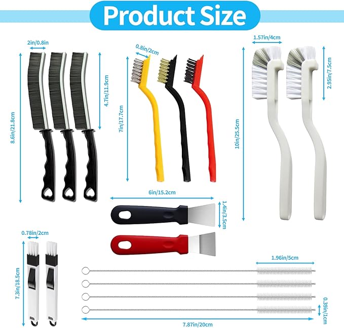 16Pcs Crevice Cleaning Brush Set, Hard Bristle Scrub Brushes Tools - Image 7