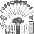 Kitchen Utensil Set-Silicone Cooking Utensils-33 Kitchen Gadgets & Spoons by BESTZMWK