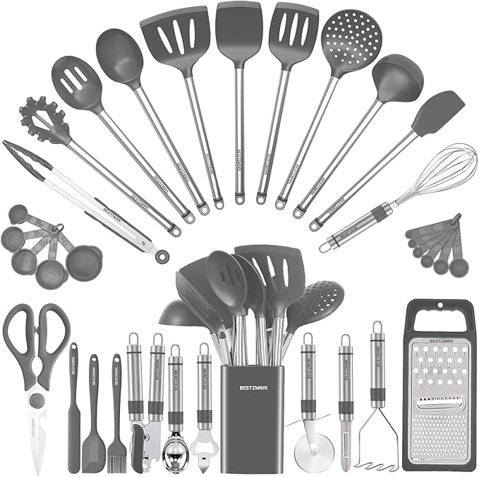 Kitchen Utensil Set-Silicone Cooking Utensils-33 Kitchen Gadgets & Spoons by BESTZMWK