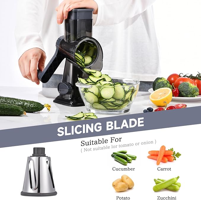 Rotary Cheese Grater with Handle Kitchen Shredder Slicer Grater Slicer Ice - Image 4
