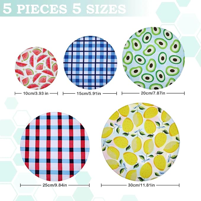 5-Size Reusable Beeswax Bowl Covers - Image 2