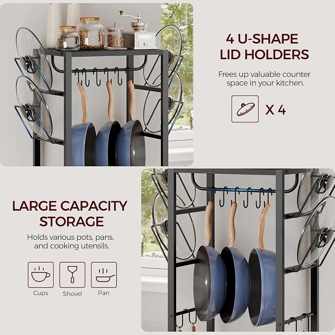 MAHANCRIS 4-Tier Pot Rack, Pots and Pans Organizer - Image 4