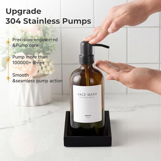 Glass Soap Dispenser Set for Kitchen, Hand and Dish Soap Dispenser - Image 2