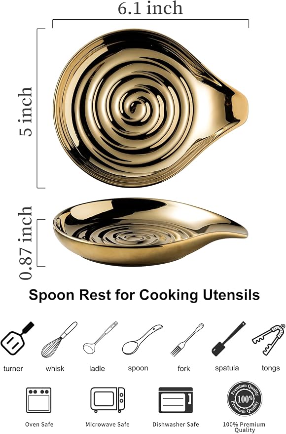 LAUCHUH Spoon Rest for Stove Top, Ceramic Spoon Holder for Kitchen Countertop - Image 2