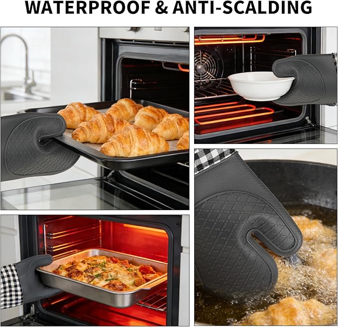 Tifanso Plaid Oven Mitts and Pot Holders 4-Piece Set, Oven Mitts Gloves Heat - Image 4