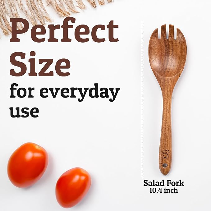 PriorityChef Premium Wooden Salad Servers - Image 4