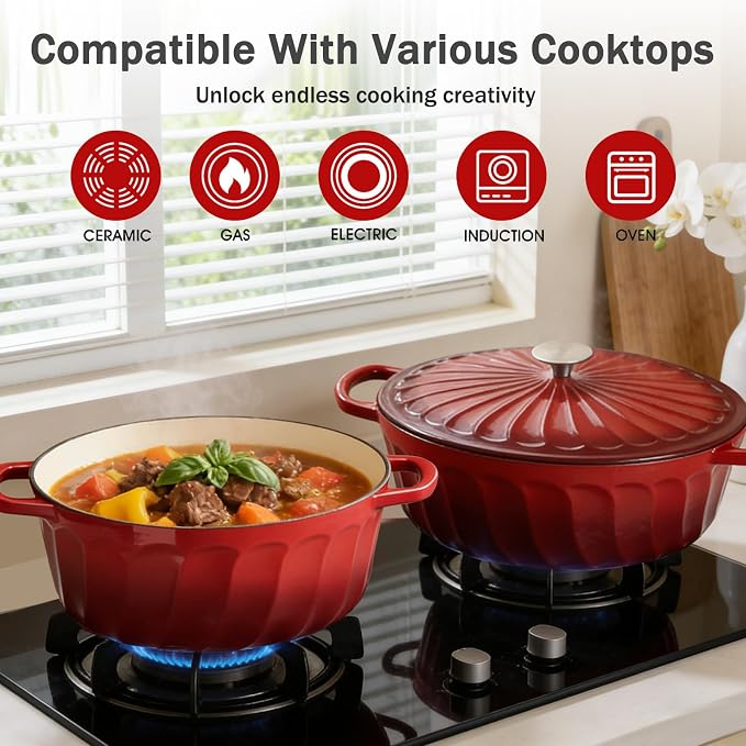 6 QT Enameled Cast Iron Dutch Oven - Image 4