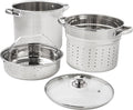 4-Piece Stainless Steel 8 Qt Multi-Cooker Set with Colander, Steamer