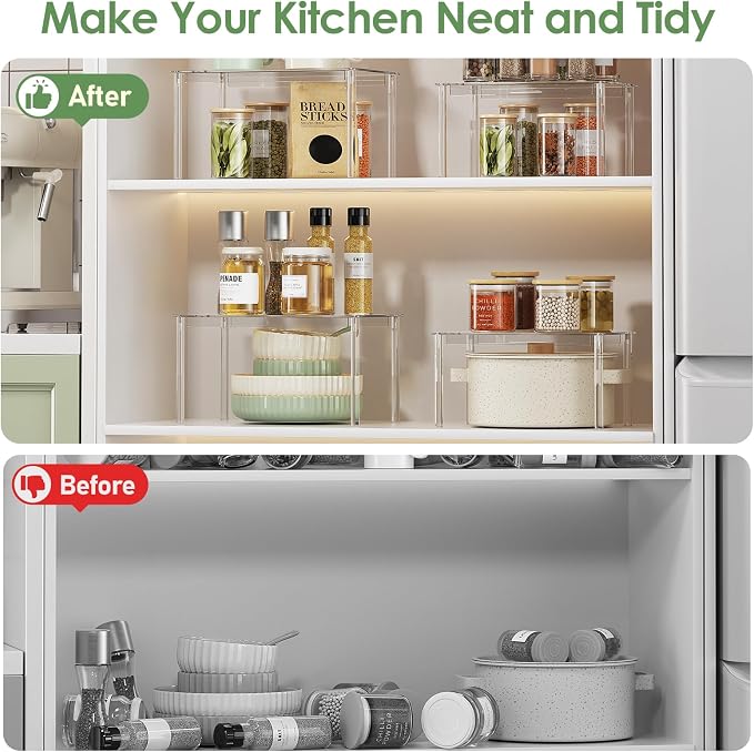 Delamu Clear Kitchen Cabinet Organizer, Stackable Cabinet Shelf - Image 2