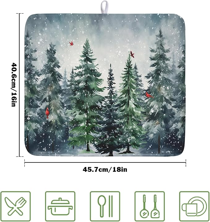 Winter Pine Tree Dish Drying Mat - Image 2