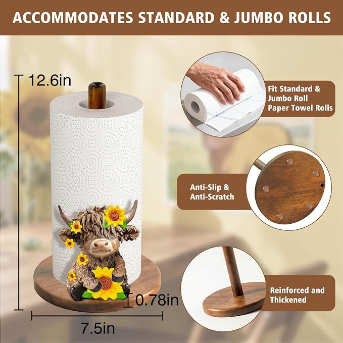 Highland Cow Paper Towel Holder, Cute Highland Cow Decor - Image 5