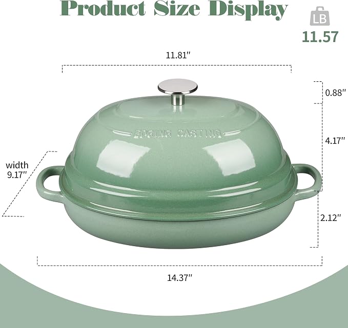 EDGING CASTING Enameled Oval Cast Iron Dutch Oven Pot - Image 2