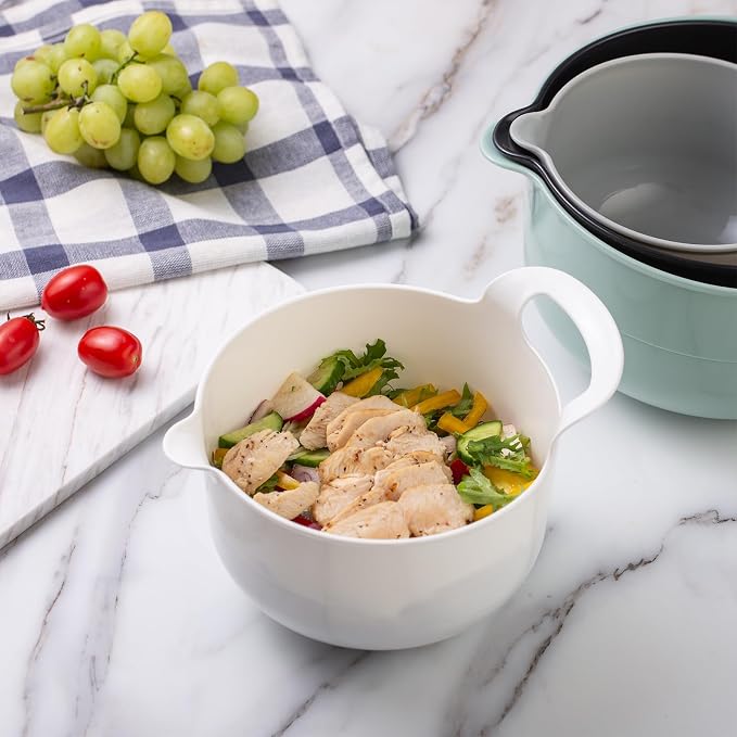COOK WITH COLOR Nesting Plastic Mixing Bowl Set with Pour Spouts and Handles - Image 6