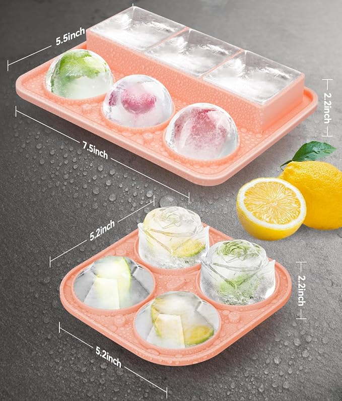 Ice Cube Tray with Lid, Silicone Ice Molds with Round, Large Ice Cube Mold - Image 3