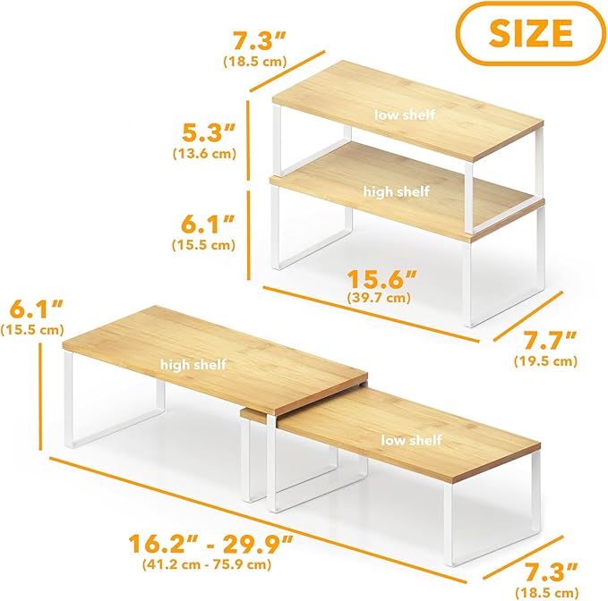SpaceAid Cabinet Shelf Organizers 2 Pack, Kitchen Counter Rack Shelves Riser - Image 2