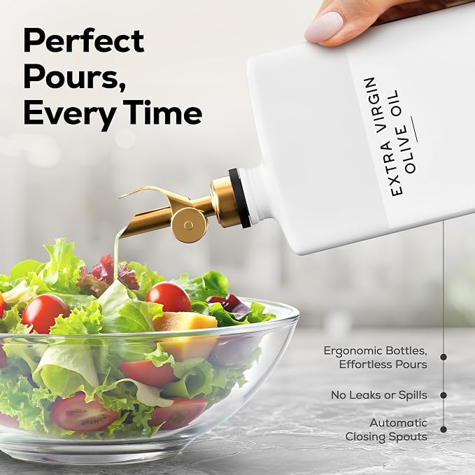 White Glass Olive Oil Dispenser Bottle - Image 4