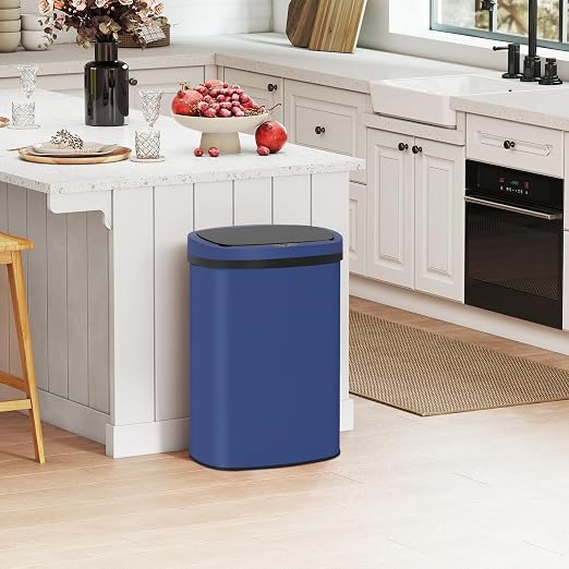PayLessHere | 13 Gallon Stainless Steel Trash Can | Deep Blue | Automatic - Image 2