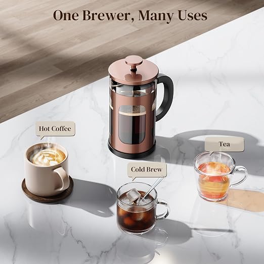 Veken French Press Coffee Maker 21oz 0.6 L, Single Serve Small Pot, Heat - Image 8